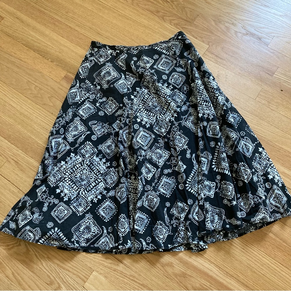 Coldwater Creek Black and White Print A-Line Maxi Skirt